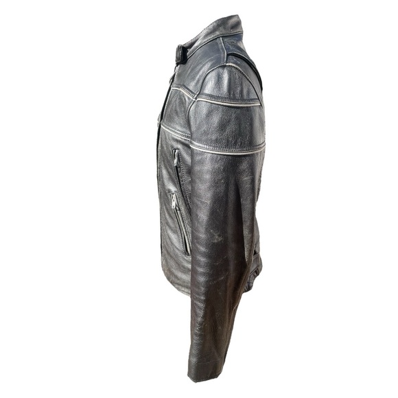 Motorcycle Black Leather Jacket - Picture 3 of 14